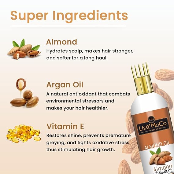 Almond Hair Oil For Softens Hair Texture