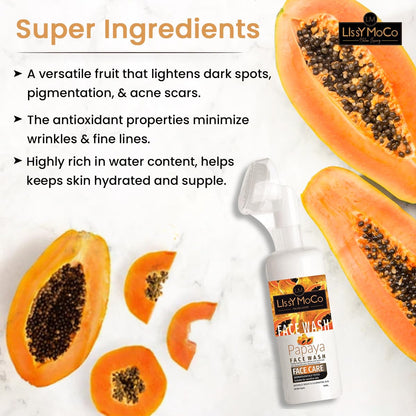 Papaya Foaming Face Wash - Hydrates Skin, Lightens Pigmentation & Removes Suntan (250 ml)